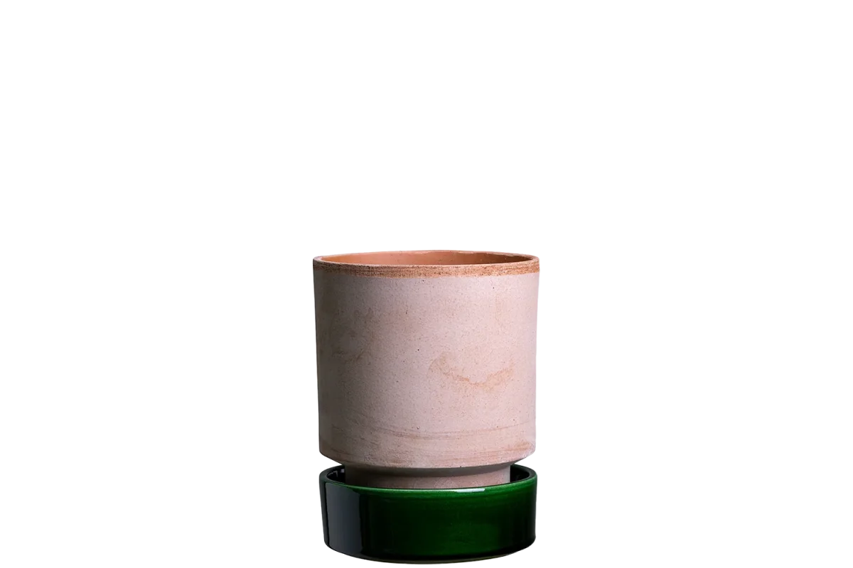 Hoff raw rosa set med smaragdgrøn underskål Ø14 / Ø18 / Ø21 cm