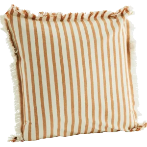 Honey stribet pudetræk med frynser 50 x 50 cm