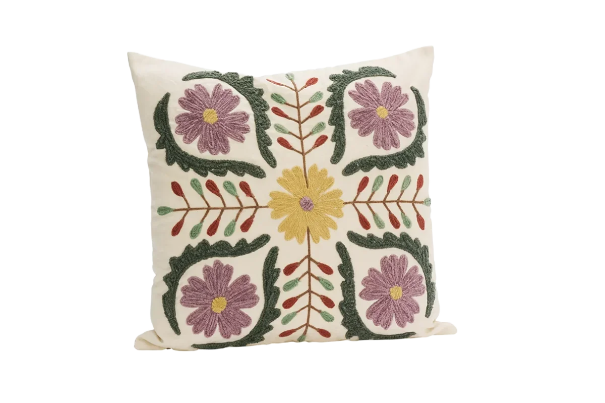 Suzani broderet pudetræk 45 x 45 cm