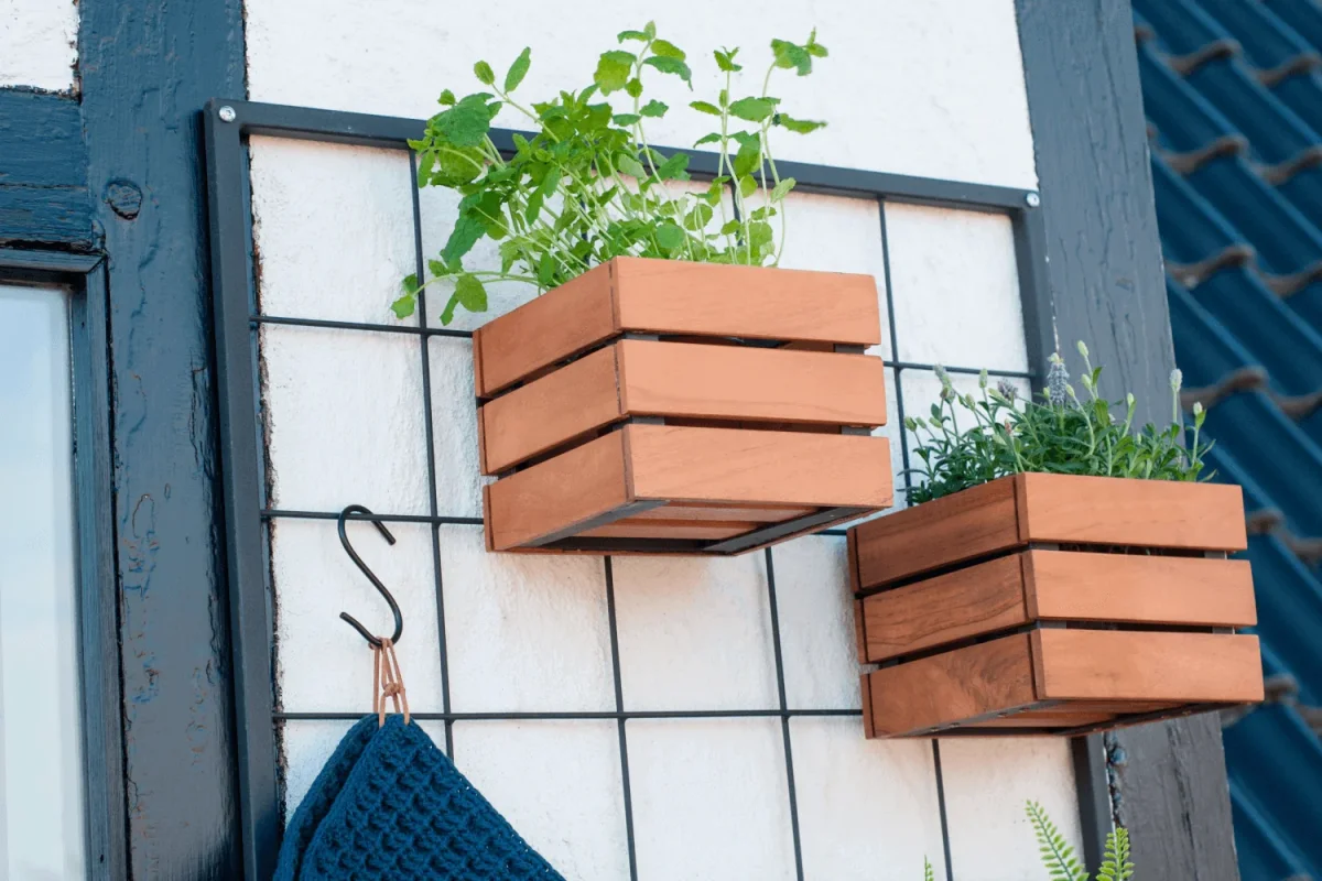 Mille teak plantekasse til gitter 17 x 17 cm - Billede 3