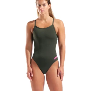 WOMEN'S TEAM SWIMSUIT CHALLENGE SOLID - MØRK GRØN/PINK