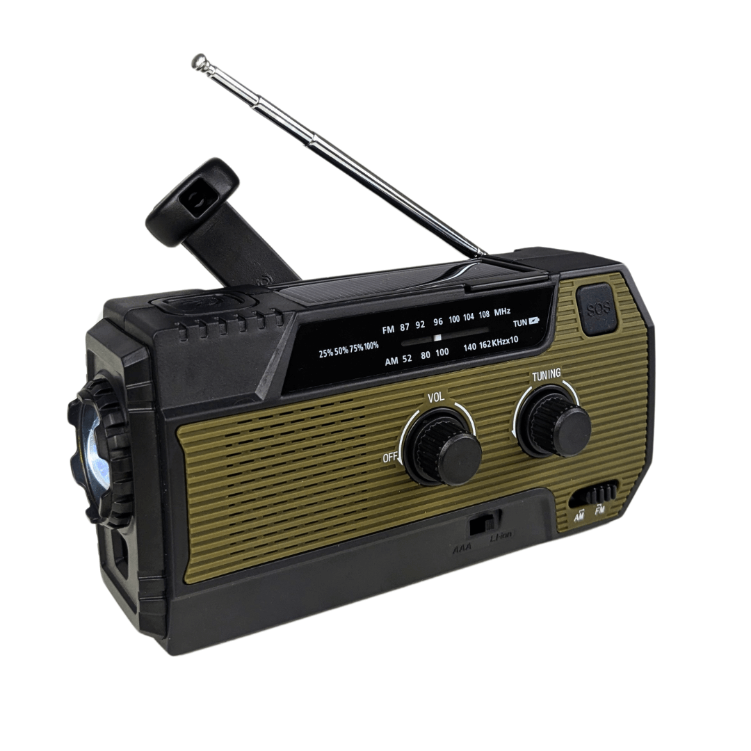 Nødradio FM/AM – 4000 mAh powerbank – Håndsving – Solcelle