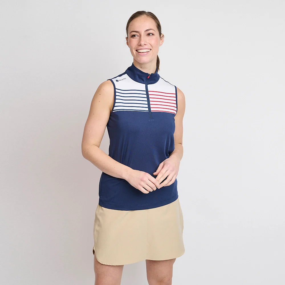 Dame Zip Golf Polo Top, Marineblå - Billede 2