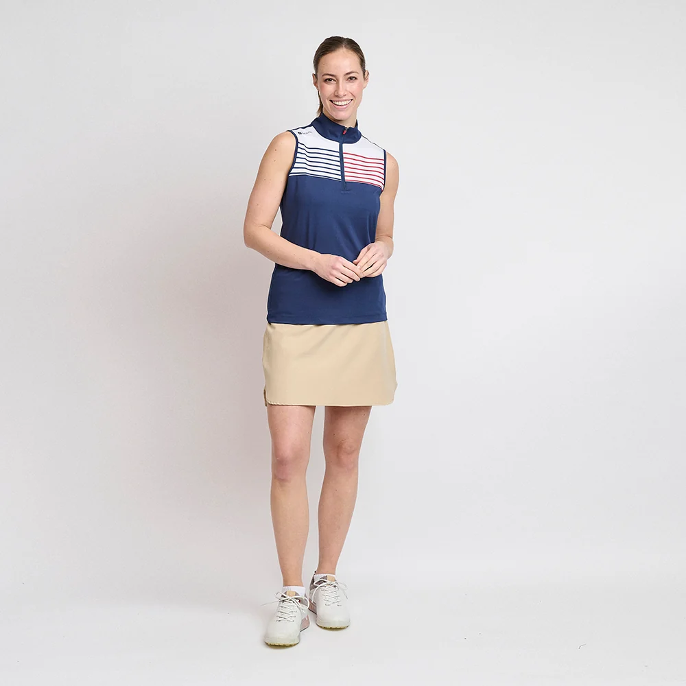 Dame Zip Golf Polo Top, Marineblå - Billede 4