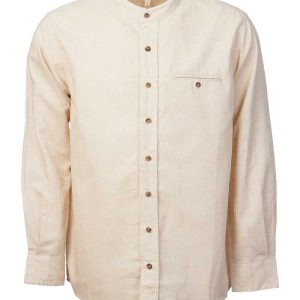 Irish Linen Grandad Shirt | natural beige LN7